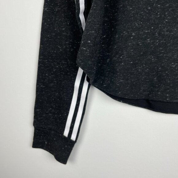 ADIDAS Heathered Black Cropped Sweatshirt - Size XS - Picture 3 of 7
